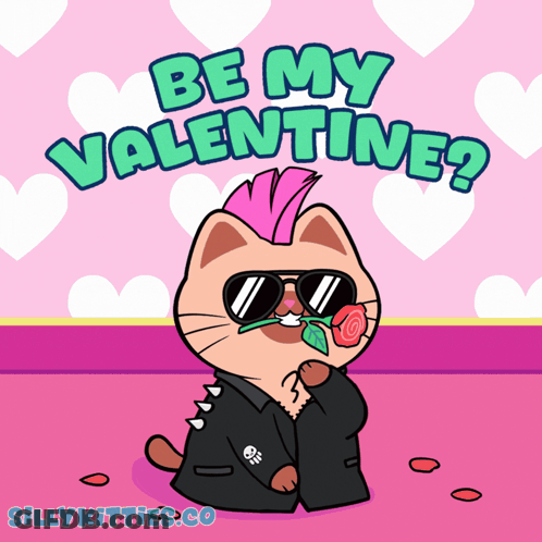 Sunglasses Cat Holding Rose Valentine GIF