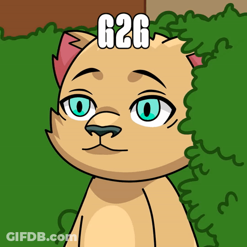 A Cartoon Cat With The Number 626 On Its Face GIF