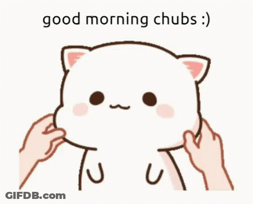 A Cartoon Cat With The Words Good Morning Chubs Written Below It GIF
