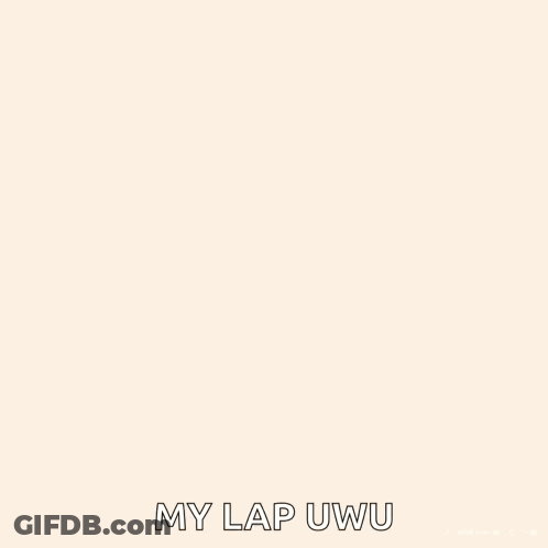 A Cartoon Cat With The Words " My Lap Uwu " Written Below It GIF