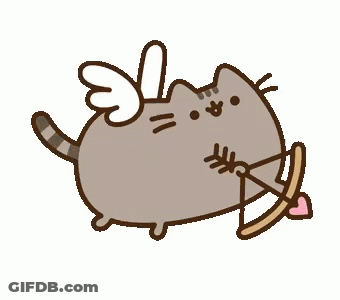 A Cartoon Cat With Wings Is Holding A Cupid Bow And Arrow . GIF