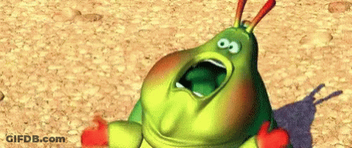 A Cartoon Caterpillar Is Screaming With Its Mouth Open . GIF