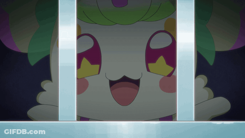 A Cartoon Character Behind Bars With A Big Smile On Her Face GIF