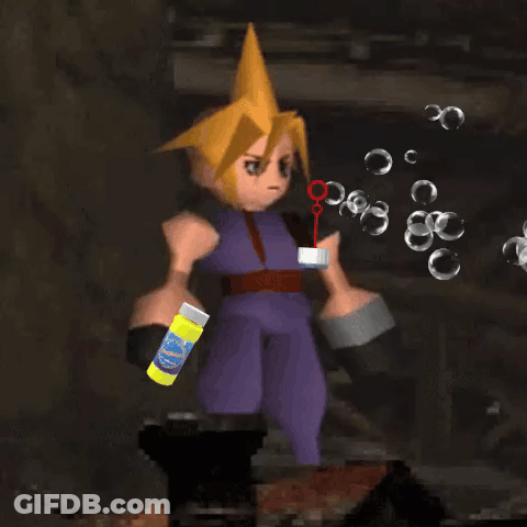 A Cartoon Character Blowing Soap Bubbles With A Yellow Bottle That Says Soap GIF