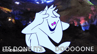 A Cartoon Character Covering His Face With His Hands And The Words " Its Done Its Doooone " Below Him GIF