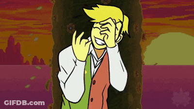 A Cartoon Character Covering His Face With His Hands GIF