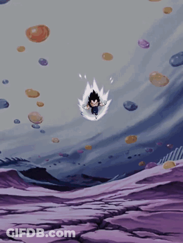 A Cartoon Character Flying Through The Air With A Halo Around His Head GIF