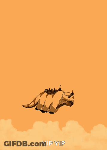 A Cartoon Character Flying Through The Air With The Words Yip Yip Written Below It GIF