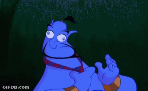A Cartoon Character From Aladdin Is Wearing A Scarf Around His Neck And Making A Funny Face . GIF