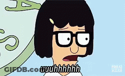 A Cartoon Character From Bob 'S Burger Is Wearing Glasses And Making A Surprised Face . GIF