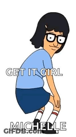 A Cartoon Character From Bob 'S Burgers Is Squatting Down . GIF