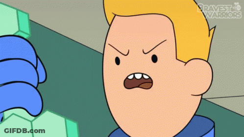 A Cartoon Character From Bravest Warriors Has An Angry Expression On His Face GIF
