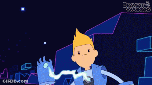 A Cartoon Character From Bravest Warriors Holds A Lightning Bolt GIF