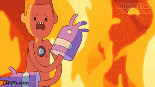 A Cartoon Character From Bravest Warriors Is Holding A Purple Glove GIF