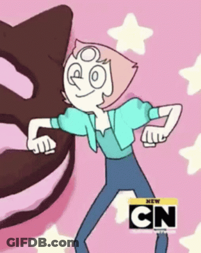 A Cartoon Character From Cn Is Standing On A Pink Background With Stars GIF