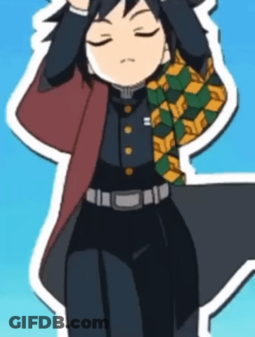 A Cartoon Character From Demon Slayer Is Standing With His Hands On His Head . GIF