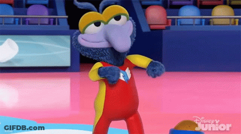 A Cartoon Character From Disney Junior Is Dancing On A Stage GIF