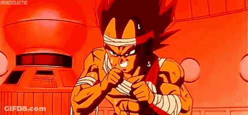 A Cartoon Character From Dragon Ball Z Is Standing In A Room With His Arms Crossed . GIF