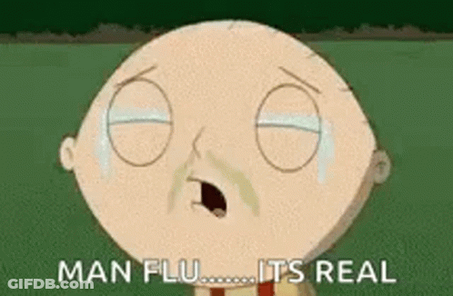 A Cartoon Character From Family Guy Is Crying Because He Has A Man Flu . GIF