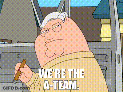 A Cartoon Character From Family Guy Is Smoking A Cigar And Saying We 'Re The A-Team . GIF