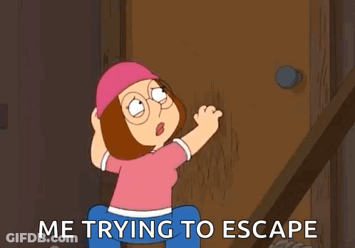 A Cartoon Character From Family Guy Is Trying To Escape From A Dirty Door . GIF