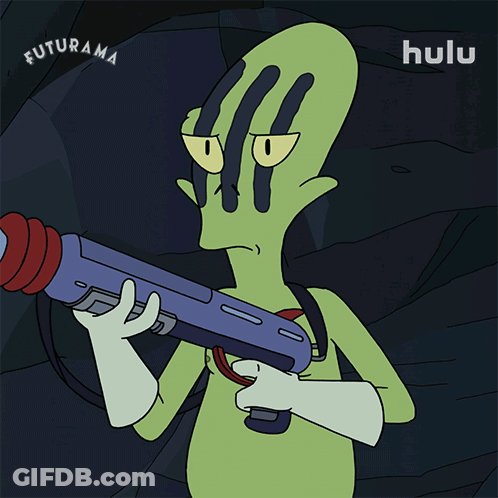 Futurama Character Holding Gun GIF