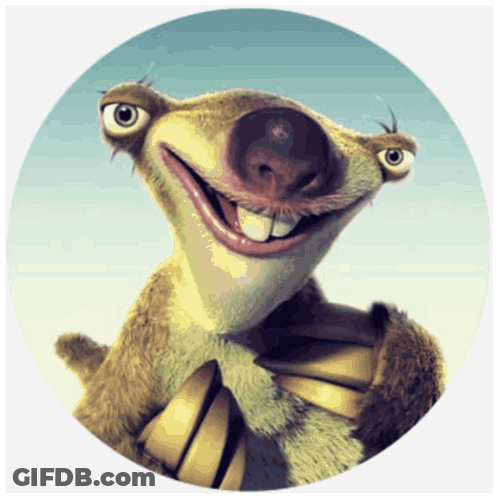 A Cartoon Character From Ice Age Is Smiling And Holding A Banana GIF