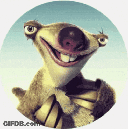 A Cartoon Character From Ice Age Is Smiling And Holding A Banana GIF