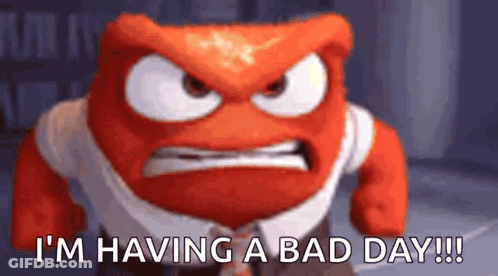 Inside Out Character Angry Says I'm Having A Bad Day GIF