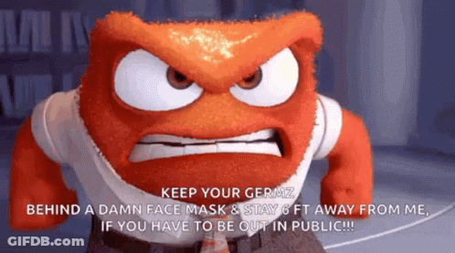 A Cartoon Character From Inside Out Is Angry And Says To Keep Your Germz GIF