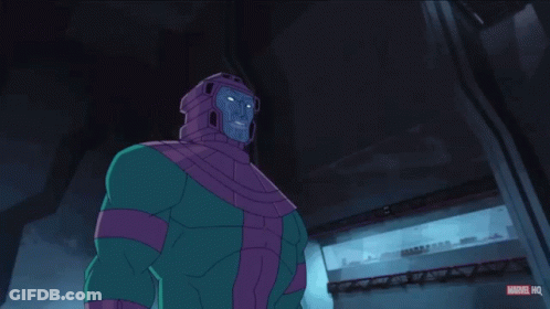 A Cartoon Character From Marvel Hq Holds A Green Object GIF