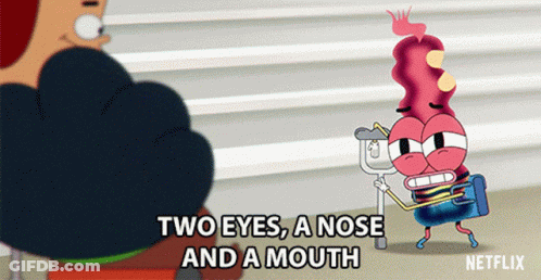 A Cartoon Character From Netflix Has Two Eyes A Nose And A Mouth GIF