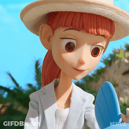 A Cartoon Character From Netflix Holding A Surfboard GIF