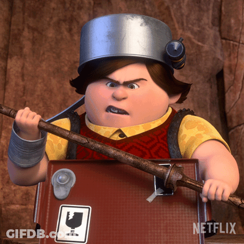 A Cartoon Character From Netflix Is Holding A Stick In His Hand GIF