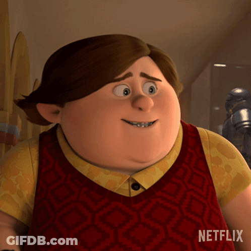 A Cartoon Character From Netflix Is Smiling And Wearing A Red Vest GIF