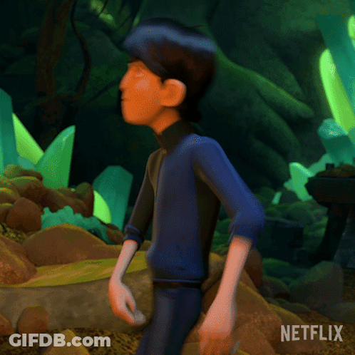 A Cartoon Character From Netflix Is Standing In A Forest GIF