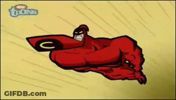 A Cartoon Character From Nickelodeon Is Flying In The Air GIF