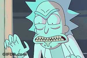 A Cartoon Character From Rick And Morty Is Making A Funny Face While Standing Next To A Window . GIF