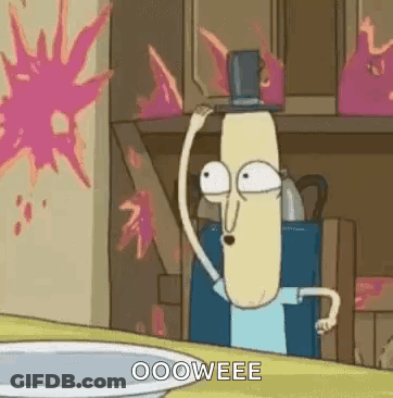 A Cartoon Character From Rick And Morty Is Standing In Front Of A Sink Holding A Hose . GIF