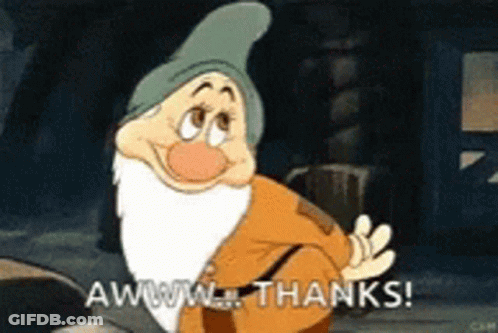 A Cartoon Character From Snow White And The Seven Dwarfs Says Awww Thanks . GIF