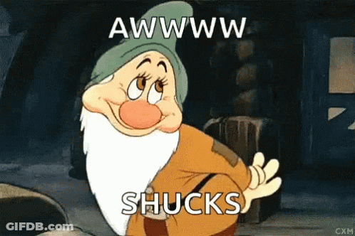 A Cartoon Character From Snow White And The Seven Dwarfs Says Awwww Shucks GIF