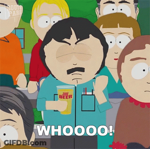 A Cartoon Character From South Park Holds A Glass Of Beer GIF