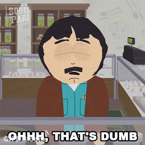 A Cartoon Character From South Park Is Behind A Counter And Says Ohhh That 'S Dumb GIF