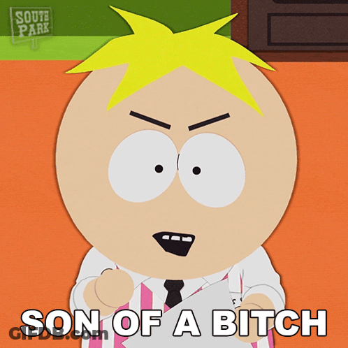 A Cartoon Character From South Park Is Holding A Piece Of Paper And Says Son Of A Bitch GIF