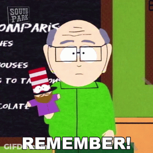 A Cartoon Character From South Park Is Holding A Puppet And Says Remember GIF