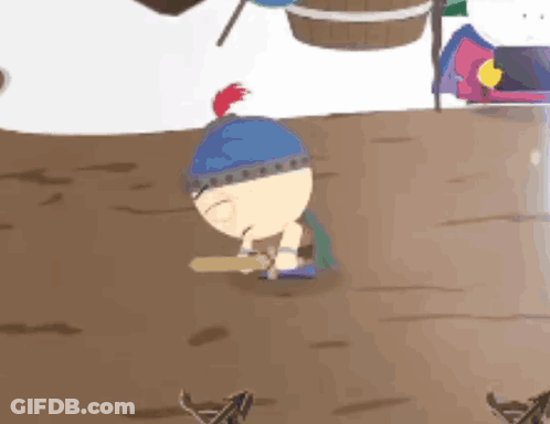 A Cartoon Character From South Park Is Holding A Sword In His Hand GIF