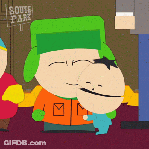 A Cartoon Character From South Park Is Hugging Another Cartoon Character GIF