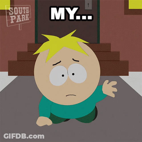A Cartoon Character From South Park Is Kneeling Down GIF