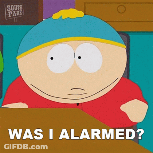 South Park Character Sitting At Desk Says Was I Alarmed GIF