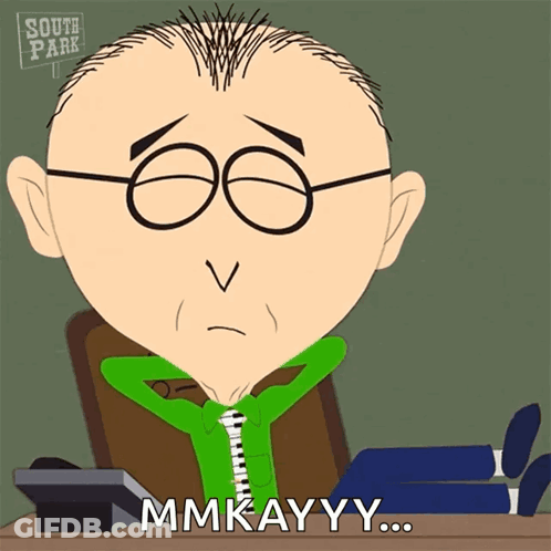 A Cartoon Character From South Park Is Sitting At A Desk GIF